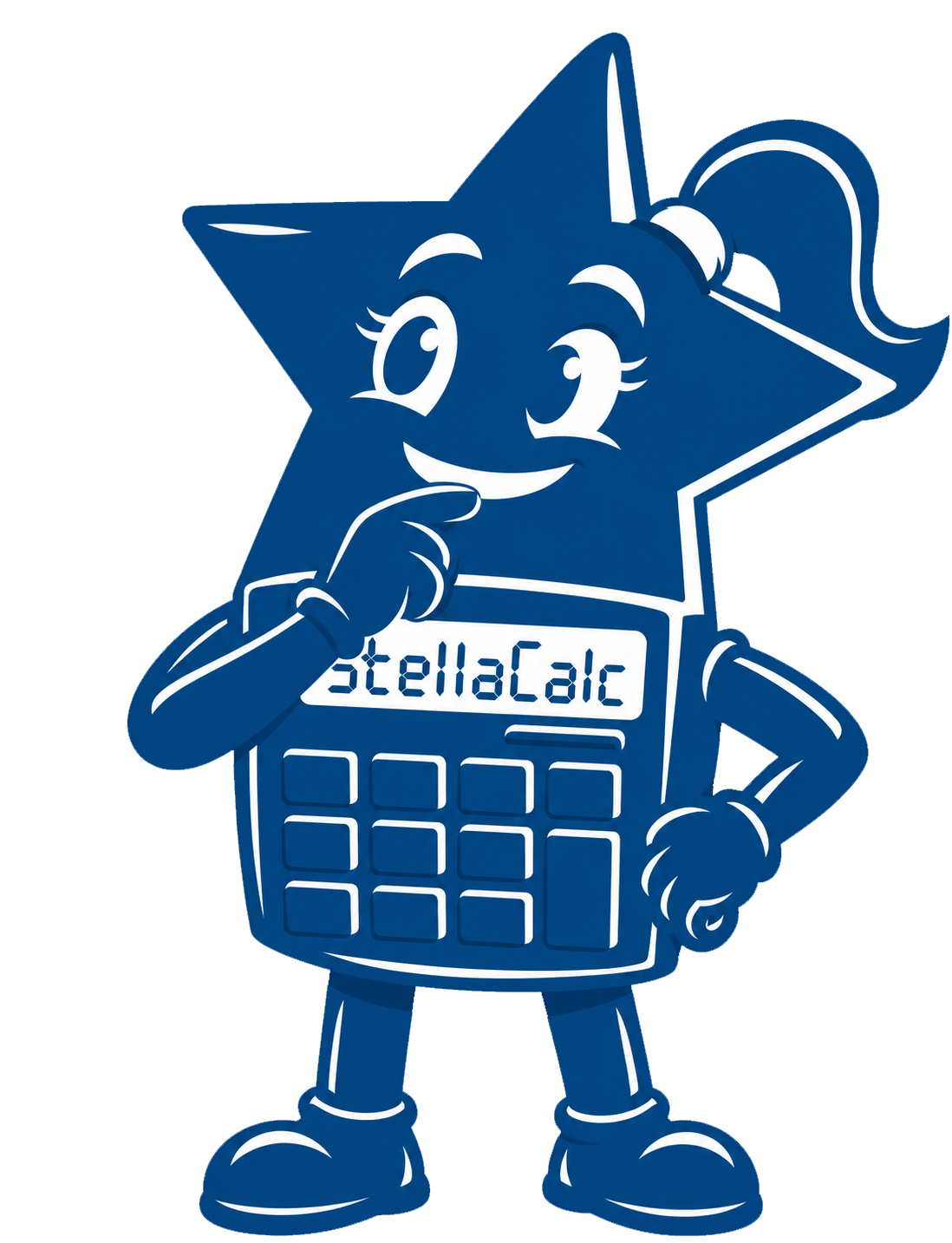 Official StellaCalc mascot presenting the platform benefits